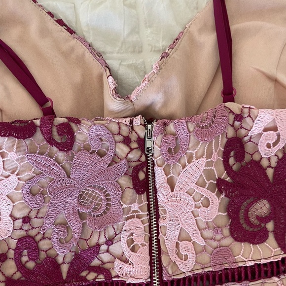 Lulu's Burgundy and Pink Lace Dress - Picture 7 of 11